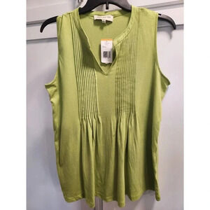 NWT Jones New York Sport Pleated Sleeveless Top in Green Apple Sz S